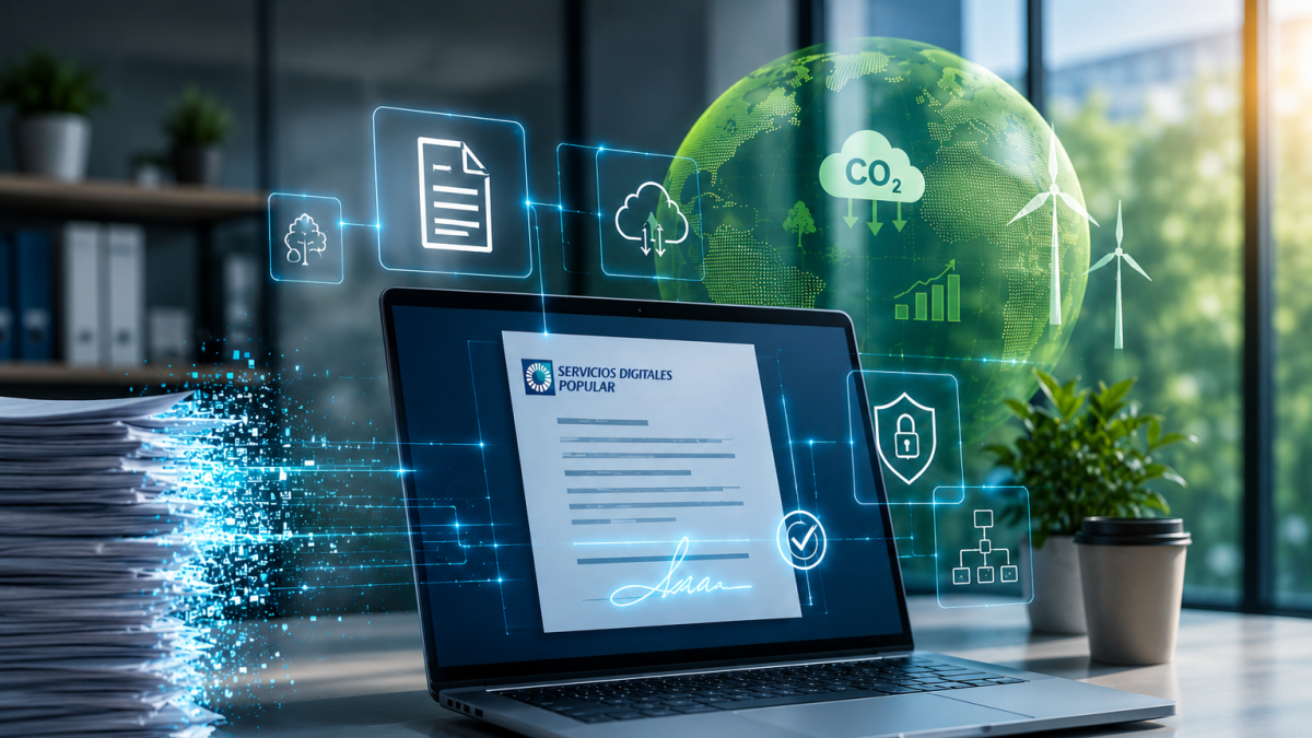 
                El impacto ecológico de la transformación digital de Popular
            