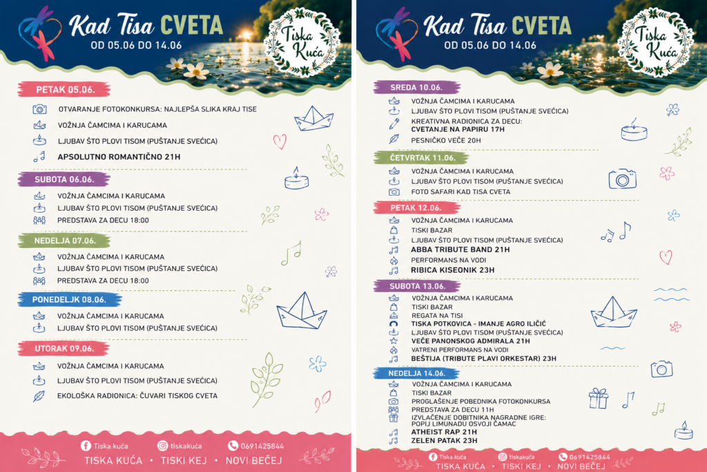 Tiska kuća i ove godine organizuje manifestaciju „Kad Tisa cveta“: Deset dana sadržaja na Tiskom keju