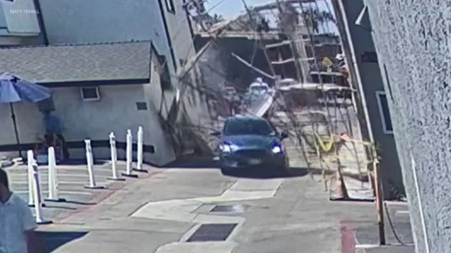 Alleged DUI driver plows car into SoCal construction scaffolding, causing it to come crashing down