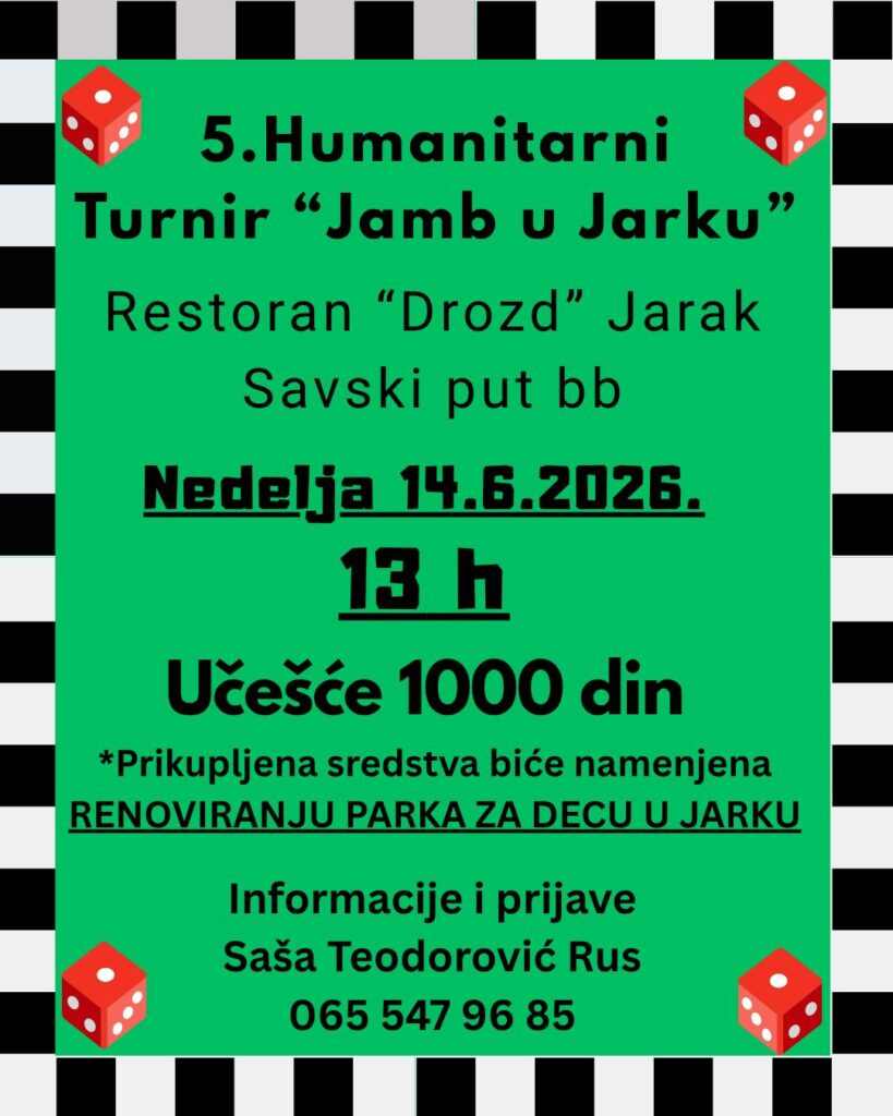 Humanitarni turnir „Jamb u Jarku“ u nedelju: Prikupljaju sredstva za obnovu dečjeg parka