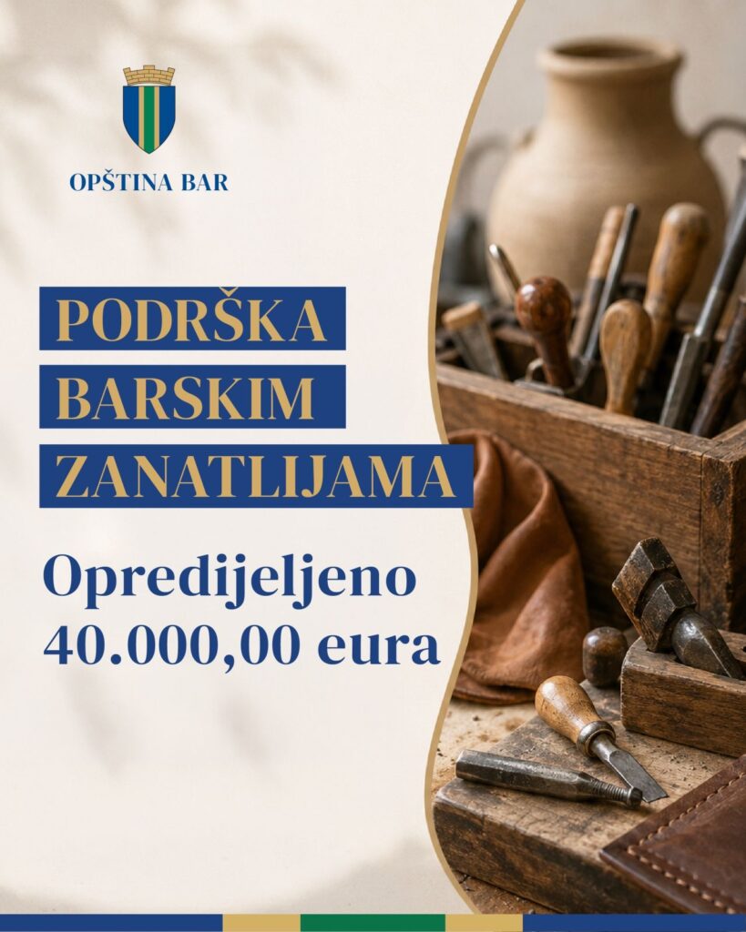 Novi ciklus podrške barskim zanatlijama: Opredijeljeno 40 hiljada eura