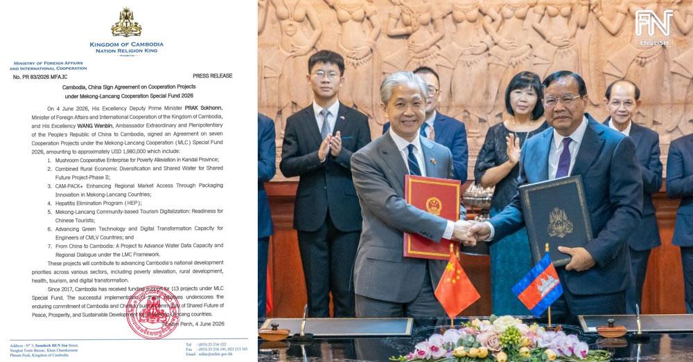 Cambodia, China Sign $2M Agreement for Seven Mekong-Lancang Cooperation Projects
