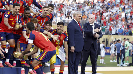Trump on stage for World Cup trophy presentation farce (VIDEOS)