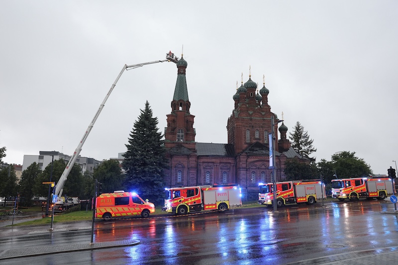 Lightning strike sparks fire at Tampere Orthodox Church