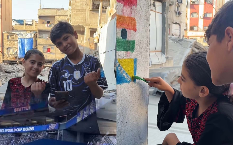 Djeca iz Palestine čula skandiranje bh. navijača pa na ruševinama nacrtala zastavu BiH: “Viva Bosnia”